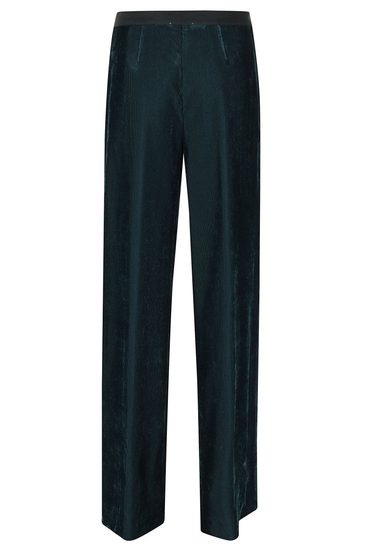 Forte Forte Jade Fluid High-Waisted Ribbed Viscose Velvet Wide-Leg Pants