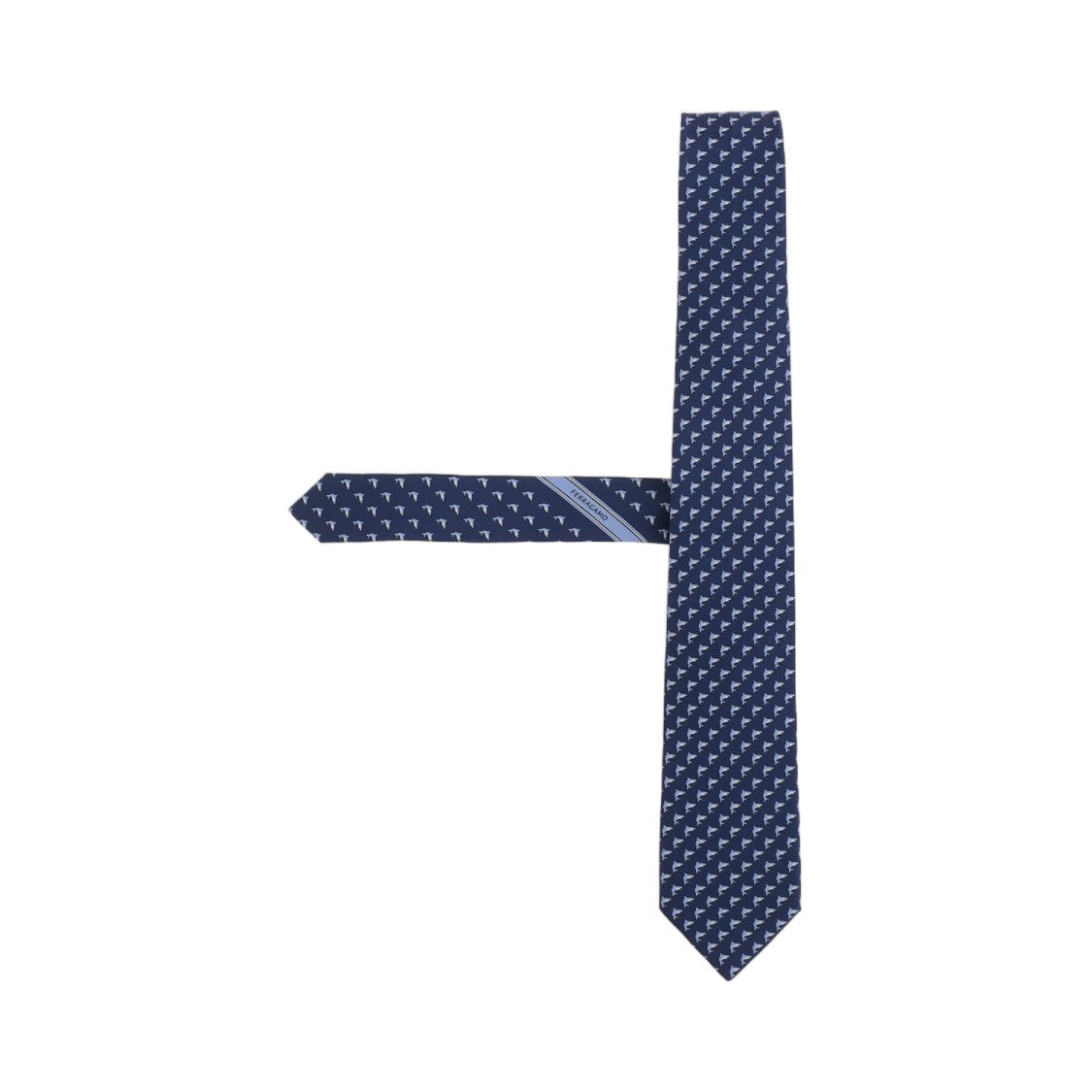 Salvatore Ferragamo Navy Patterned Silk Tie