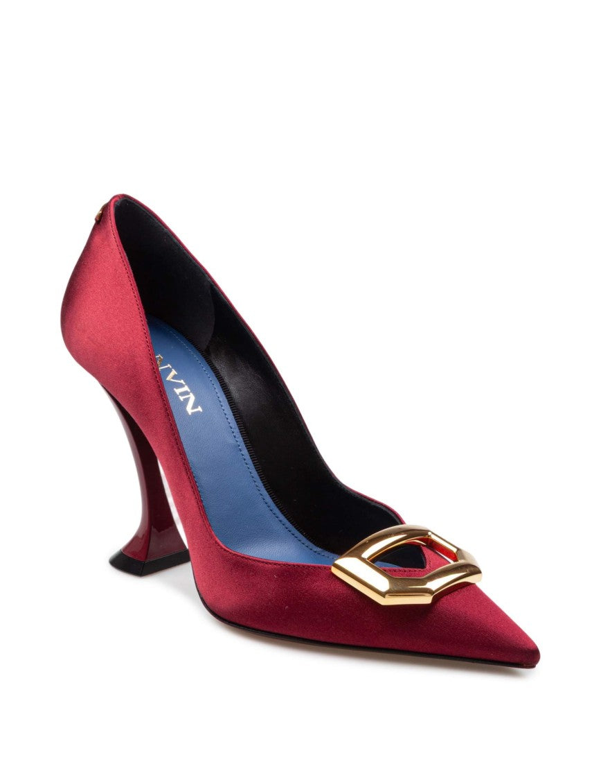 Lanvin Satin Buckle Pumps With Sculpted Heel