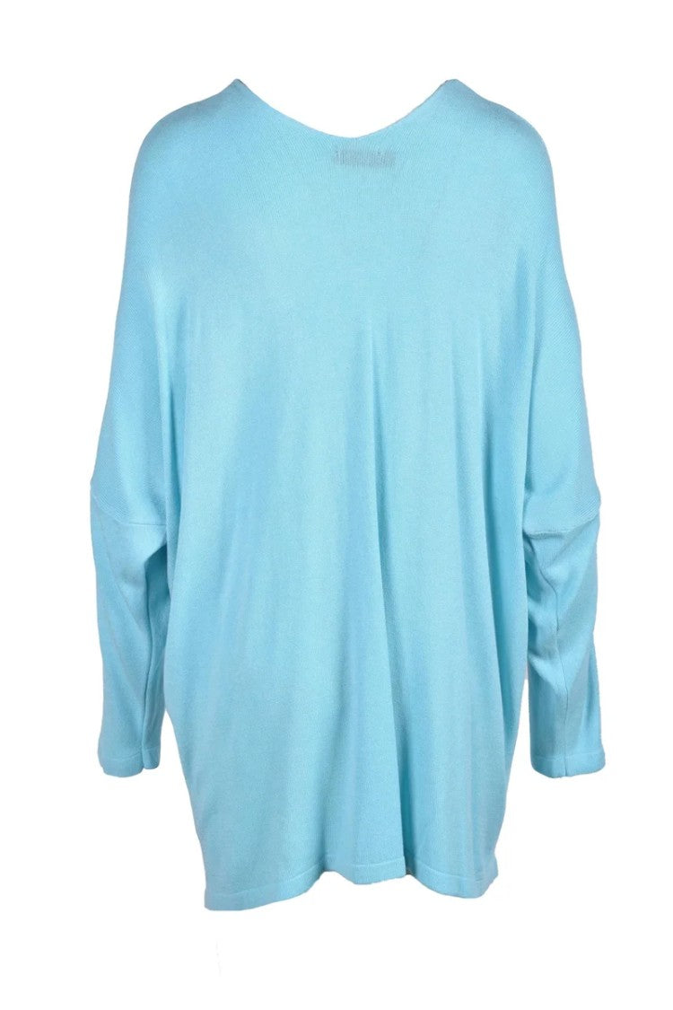 Gil Santucci Light Blue Geometric Polyester-Blend Sweater