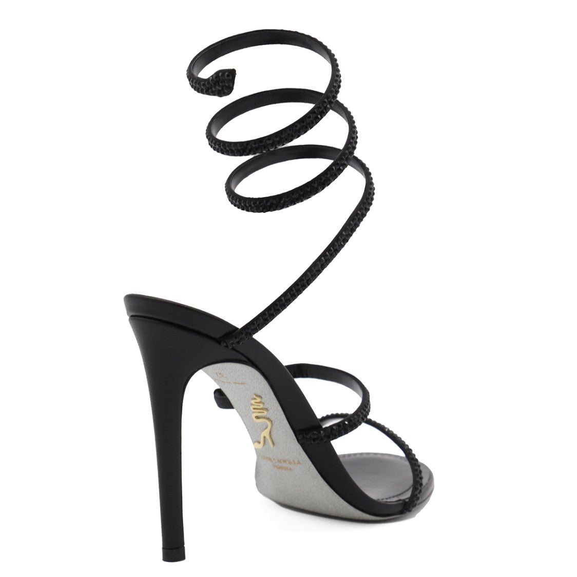 René Caovilla Black Leather Sandals