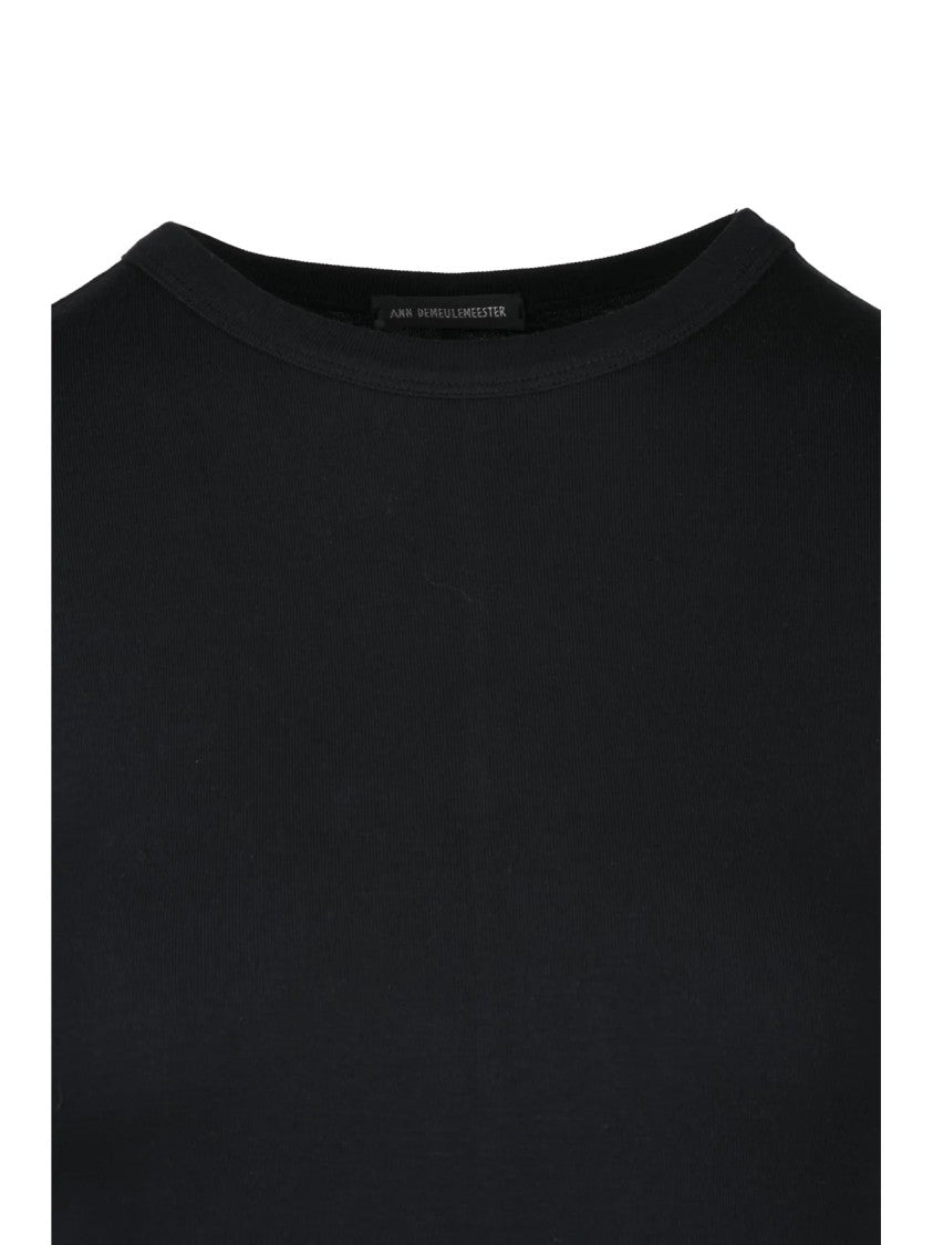 Ann Demeulemeester Black Asymmetric Deconstructed Cotton Maxi Dress