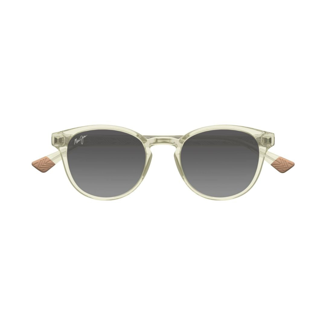 Maui Jim Hiehie Translucent Light Beige Sunglasses With Geometric Pattern Temples