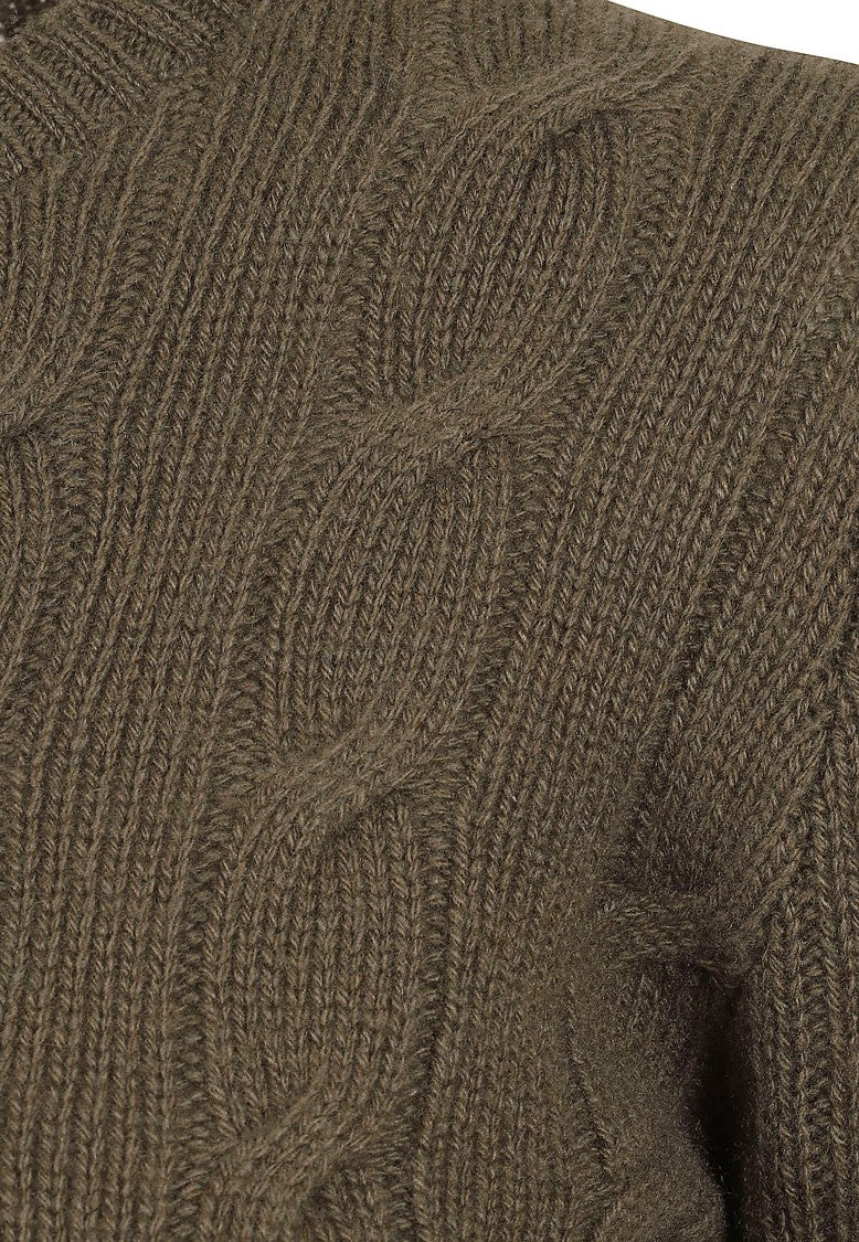 Polo Ralph Lauren Cypress Green Cable-Knit Wool Crewneck Sweater