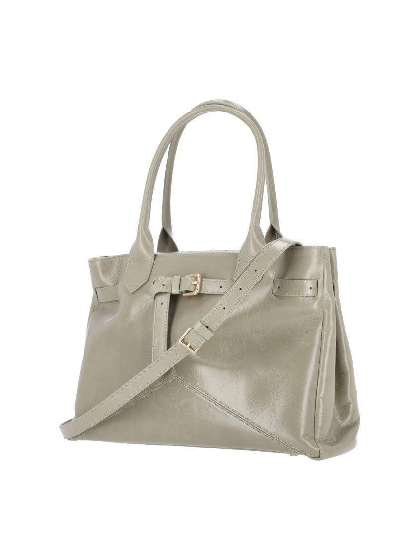 Ballantyne Sophisticated Grey Calfskin Tote With Adjustable Buckle Detail