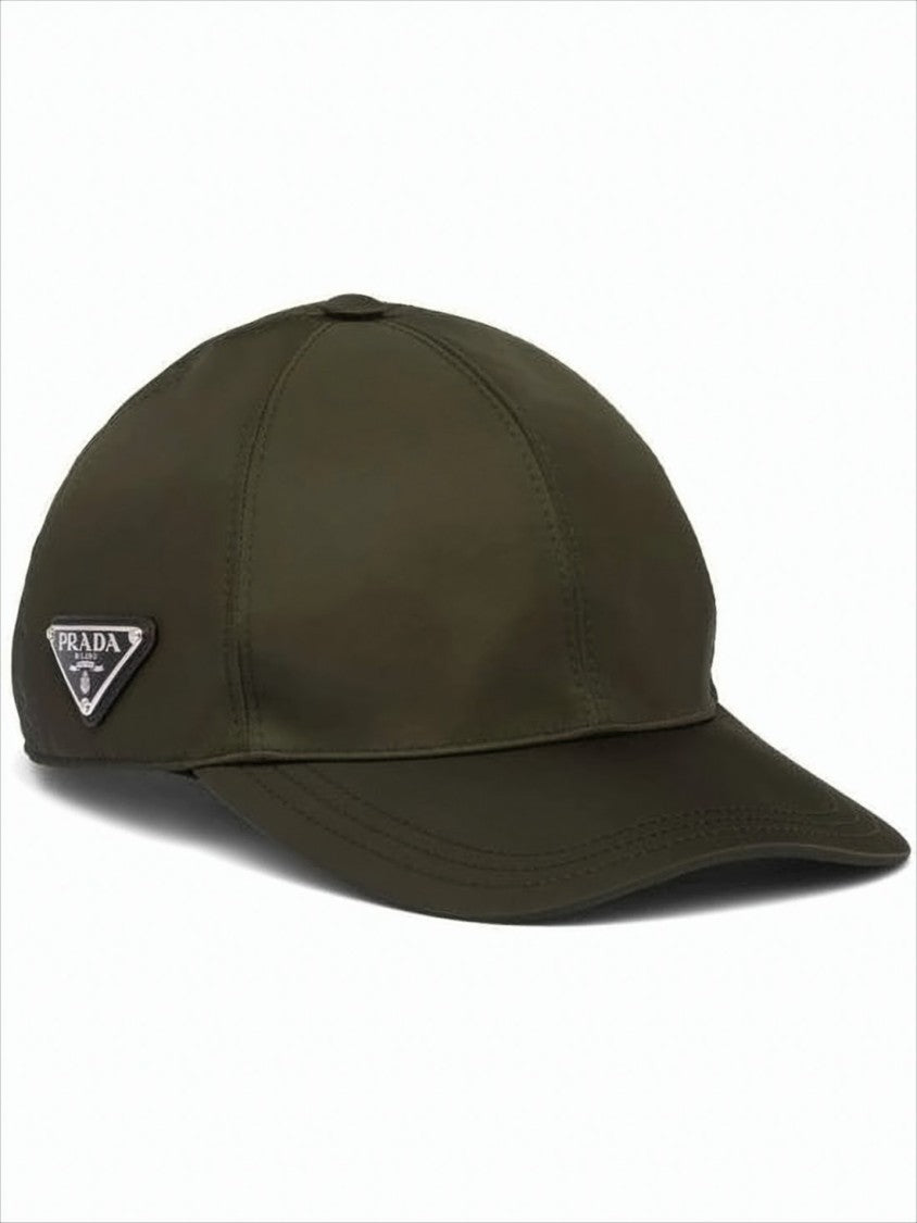 Prada Structured Green Cap With Recycled Polyamide Fabric