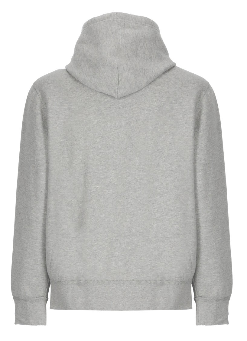 Polo Ralph Lauren Grey Cotton Hoodie With Contrasting Embroidered Logo