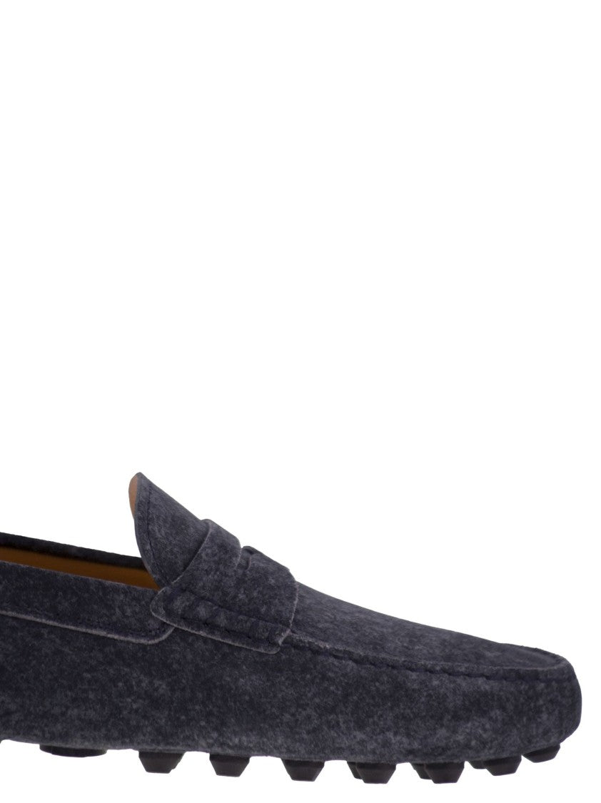 Tod's Gommino Bubble Sole In Suede Leather Loafers