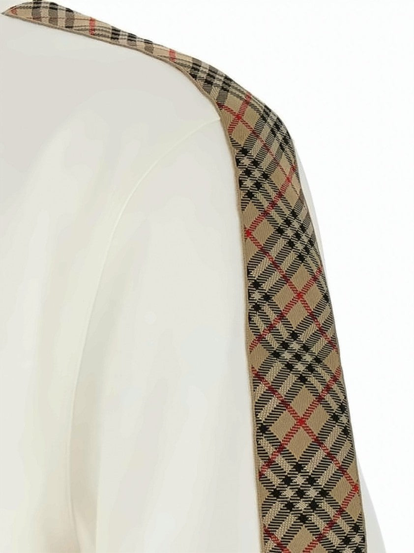 Burberry Cotton T-Shirt With Check-Trimmed Shoulders And Sleeves