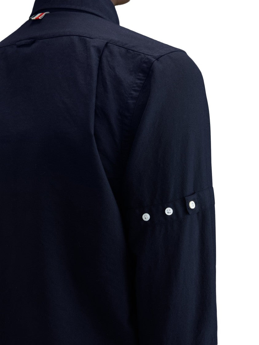 Thom Browne Long-Sleeve Button-Up Shirt With Structured Collar And Minimalist Design