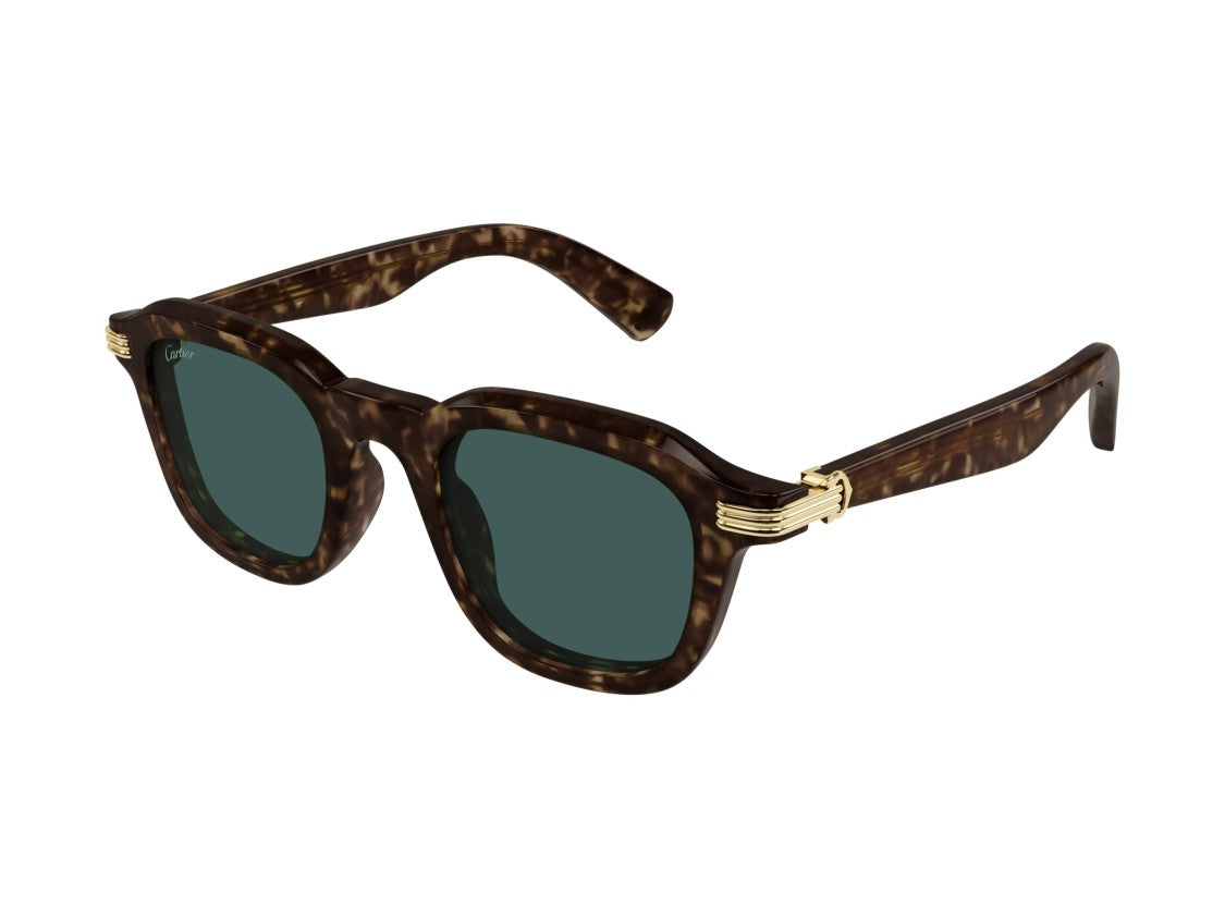 Cartier Ct0536s Bold Square Tortoiseshell Acetate Sunglasses