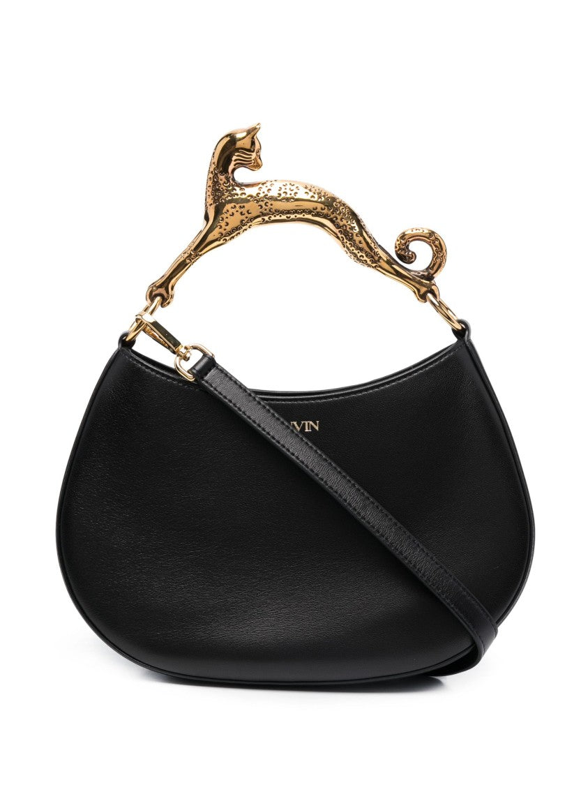Lanvin Calf Leather Cat Handle Crescent Hobo Bag
