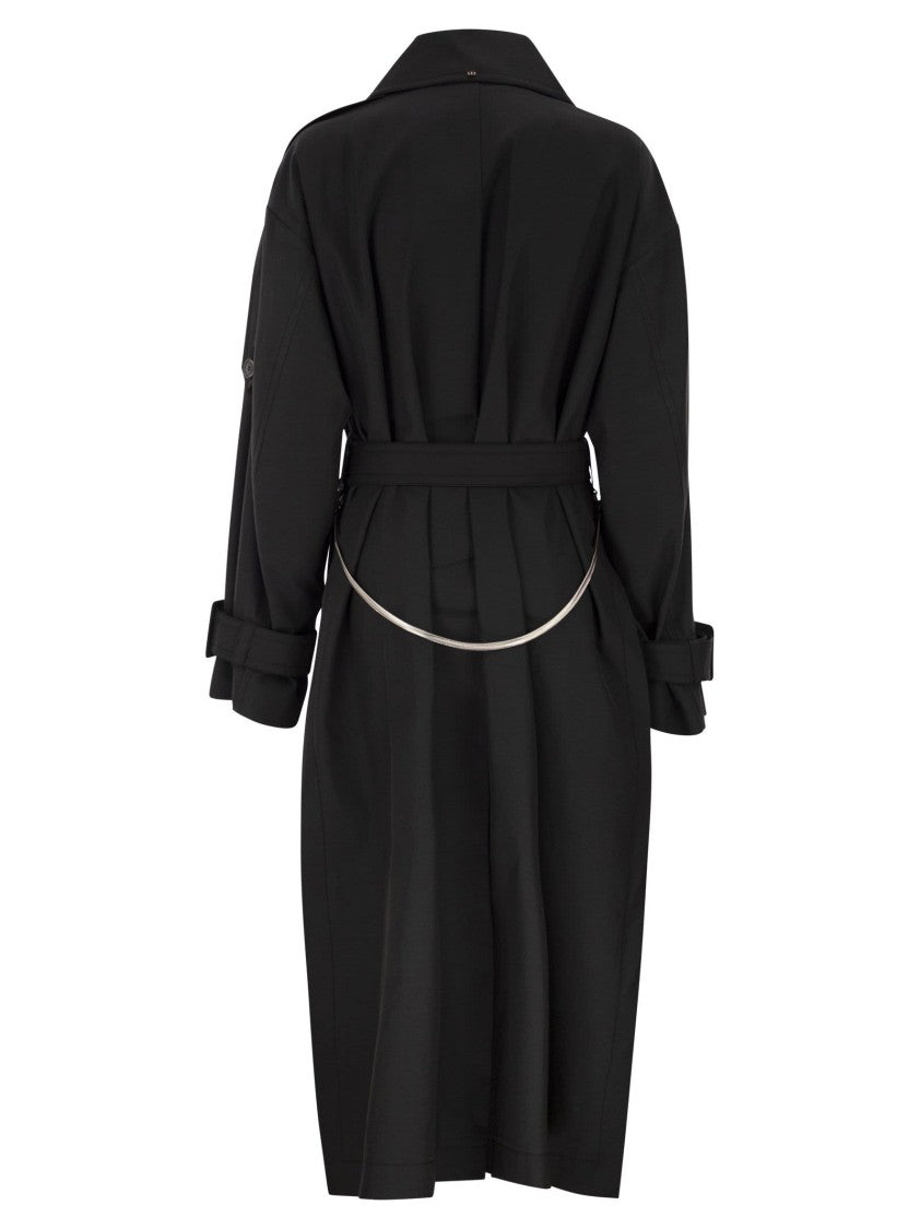 Sportmax Spxgocce - Long Trench Coat In Water-Repellent Twill