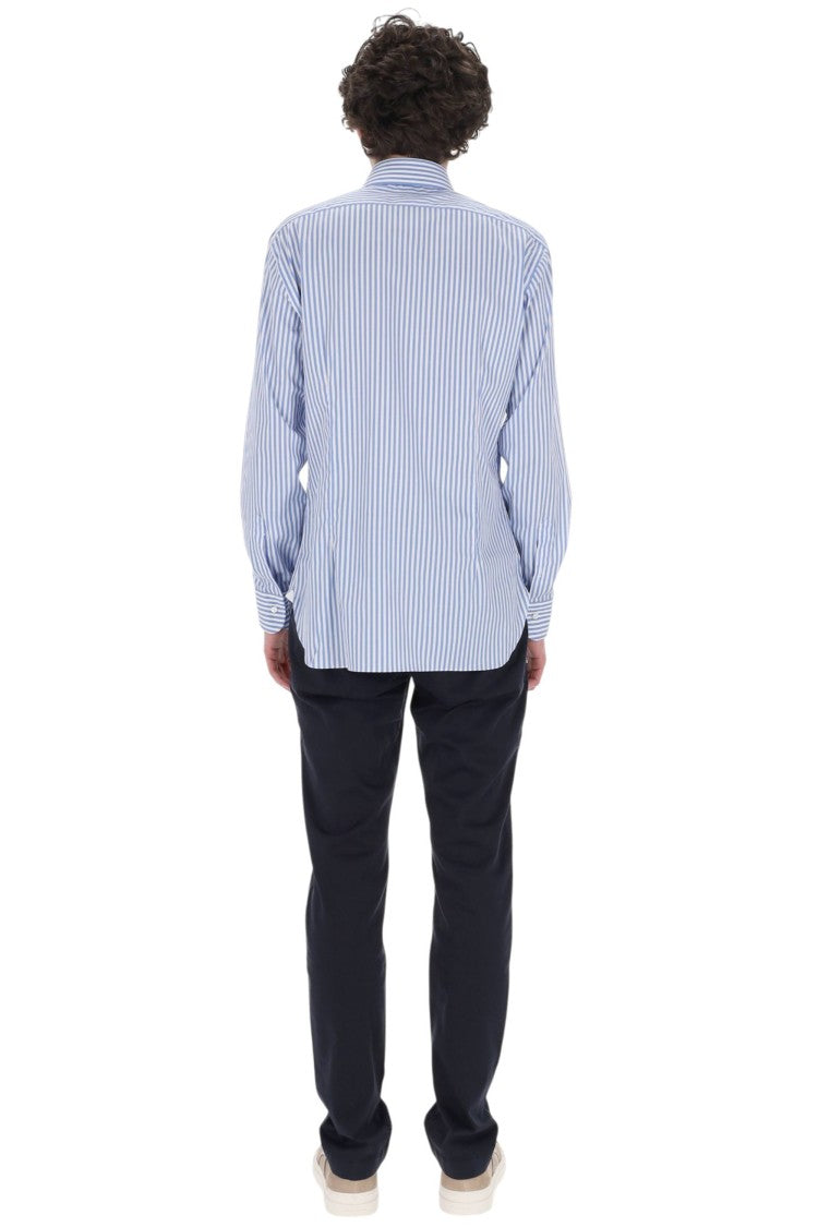 Barba Journey Label Striped Cotton Casual Shirt
