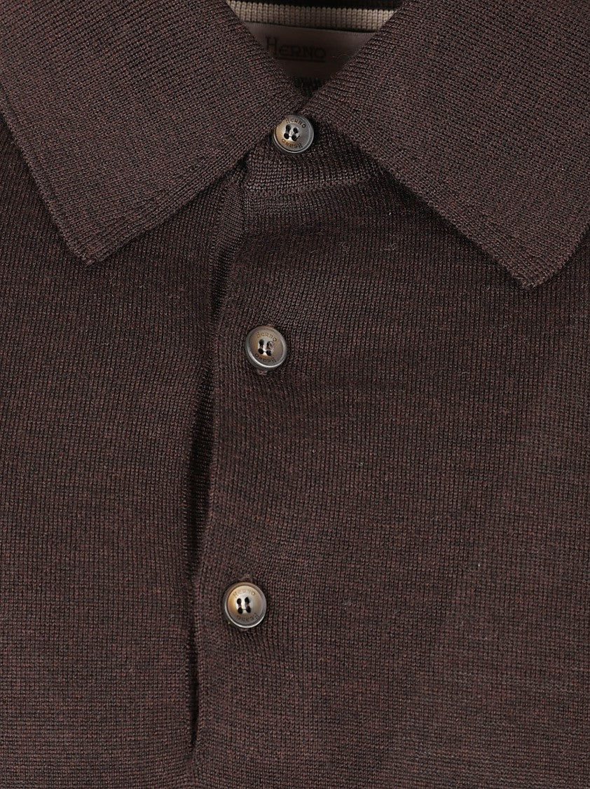 Herno Long-Sleeve Polo Collar Sweater With Ribbed Cuffs