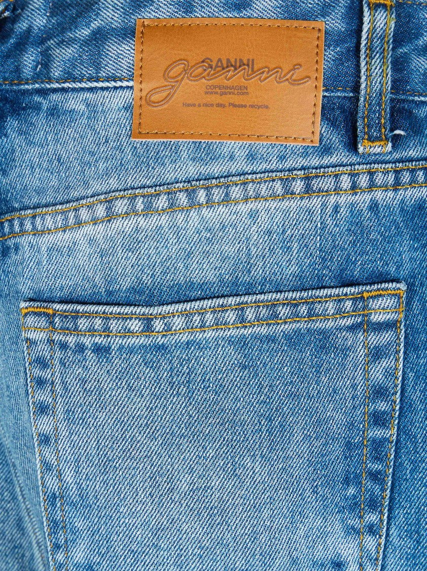 Ganni Blue Baggy Worker Patch Jeans
