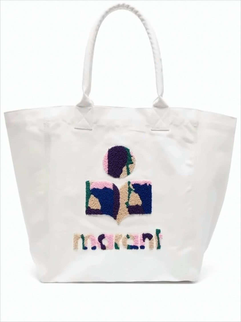 Isabel Marant Spacious Off-White Shoulder Bag With Textured Embroidery