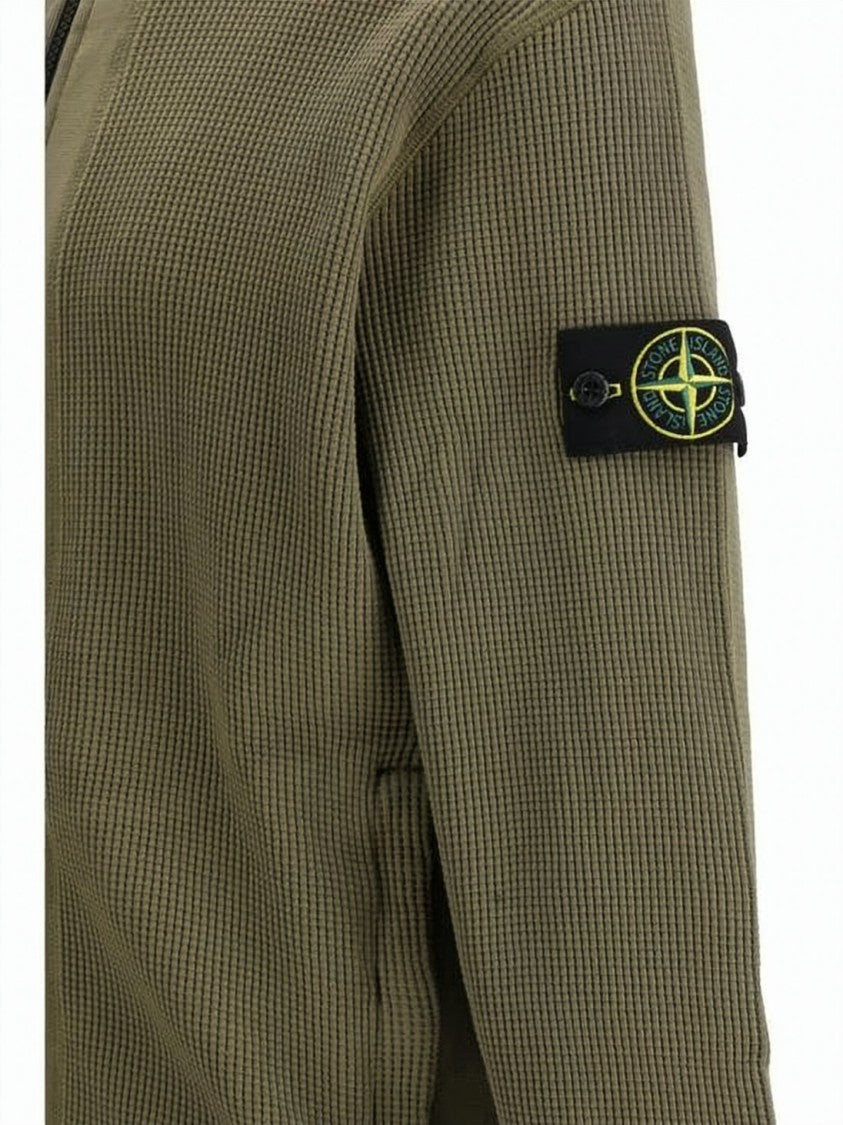 Stone Island Textured Ribbed Zip-Up Hoodie