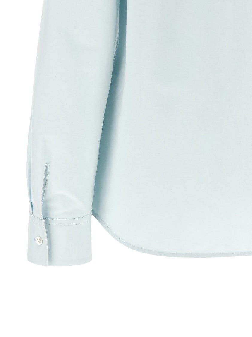 Jil Sander Sleek White Double Cotton Shirt With Pointed Collar