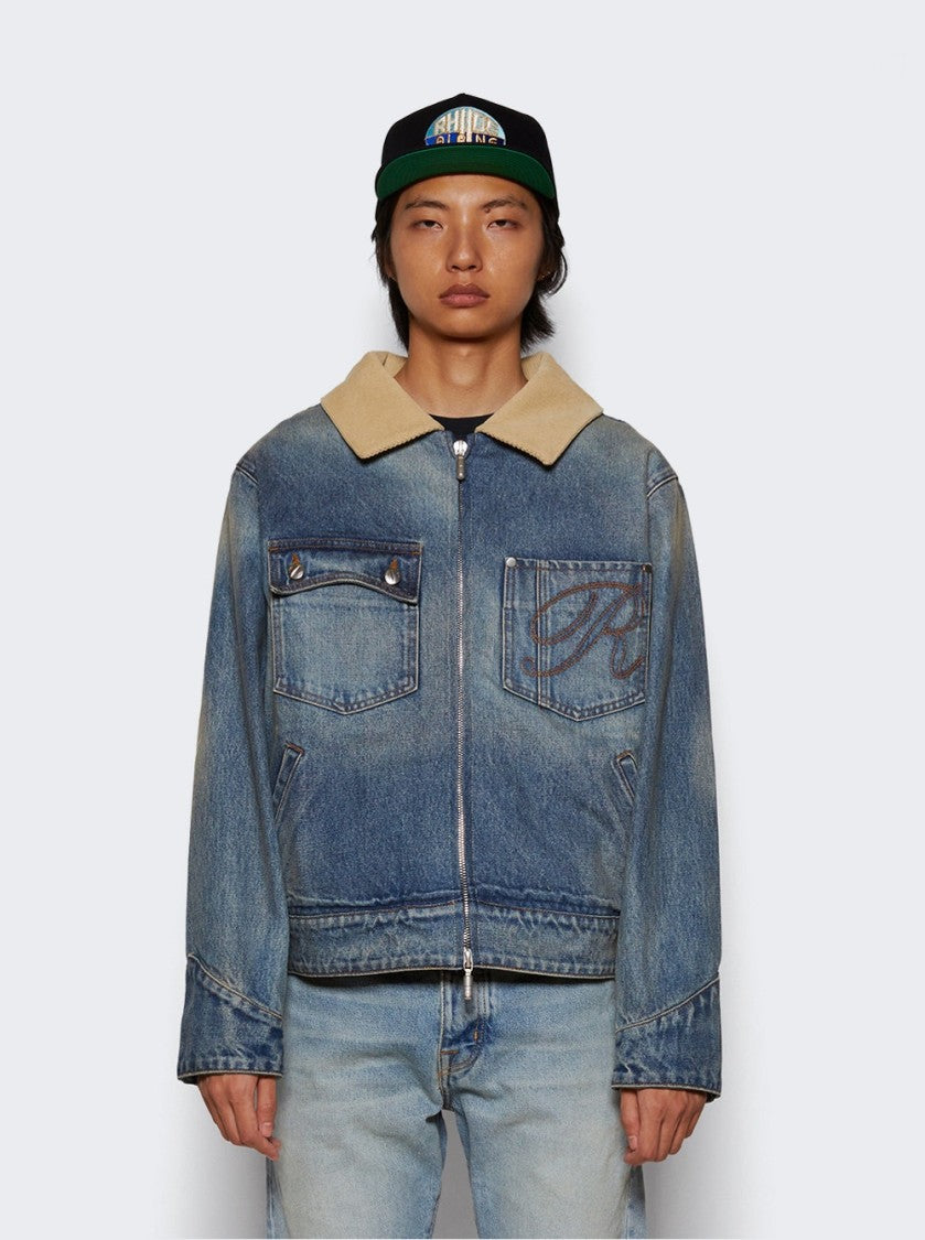 Rhude Western Zip Up Denim Jacket Indigo