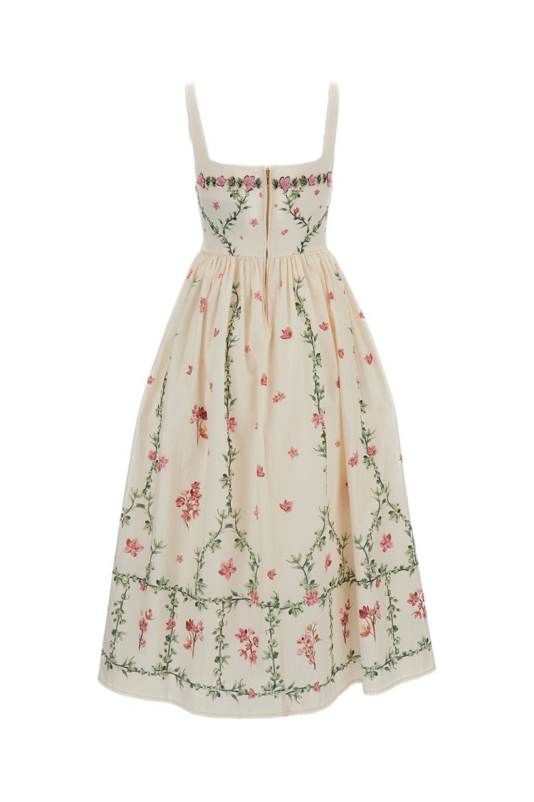 Agua By Agua Bendita White 'Barbara Midi' Cotton Midi Dress