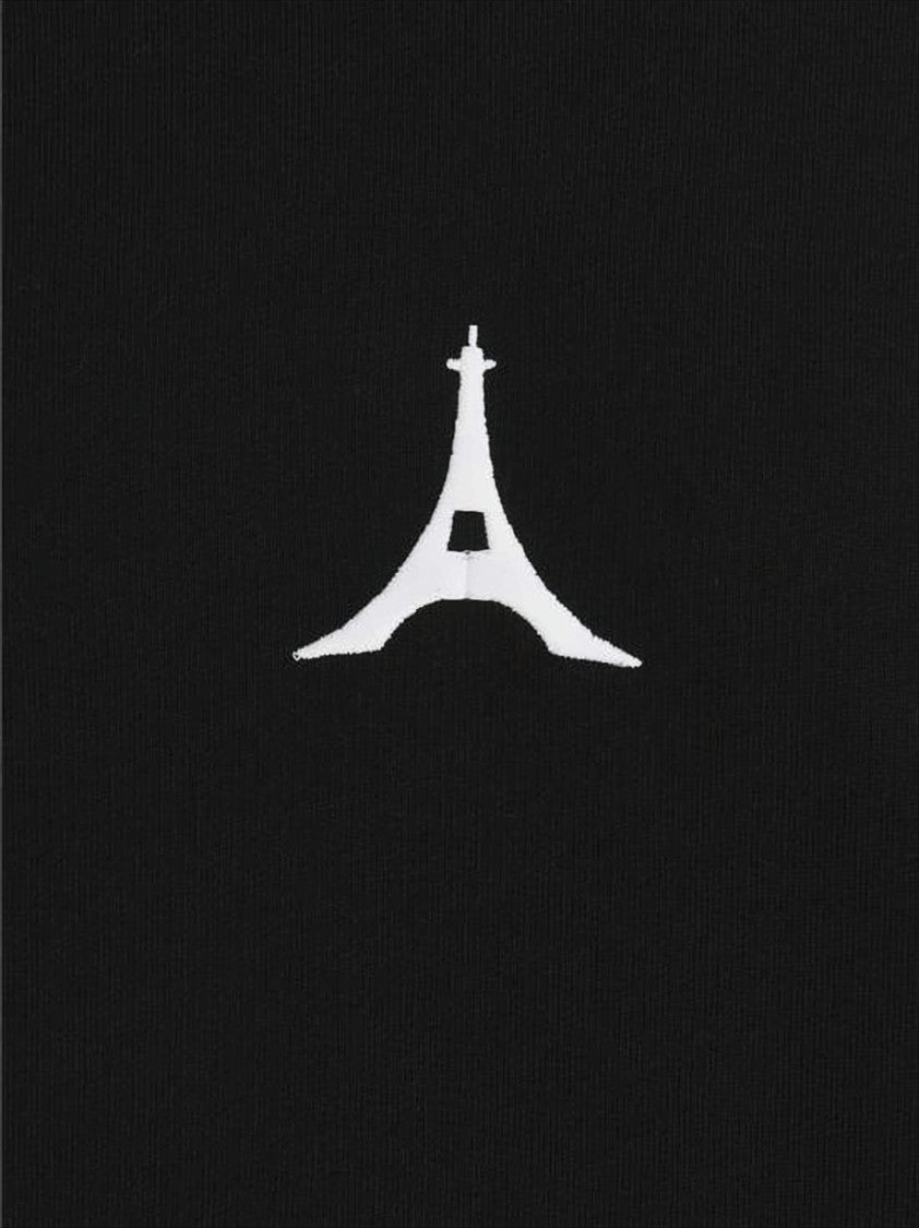 Givenchy Black Cotton Hoodie With Subtle Eiffel Tower Logo