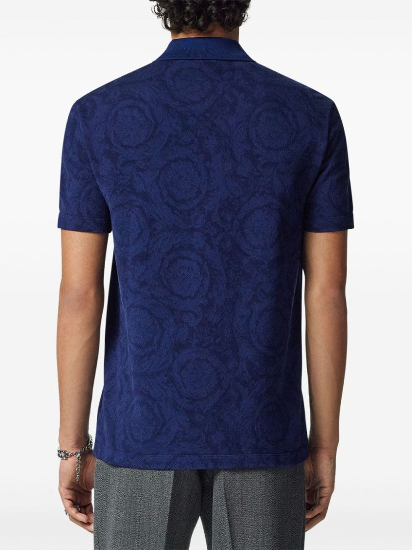 Versace Deep Blue Piqué Cotton Polo Shirt