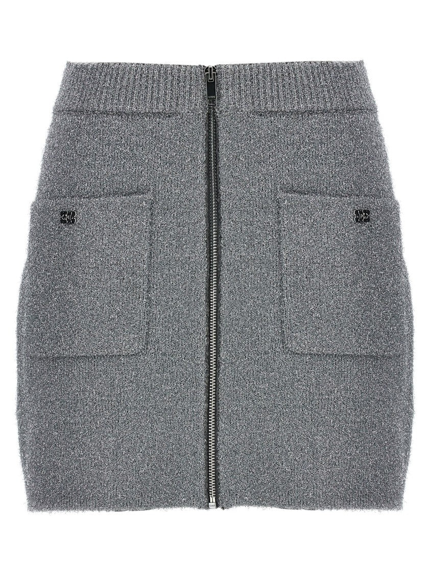 Ganni Sparkle Wool Mini Skirt With Elastic Waistband