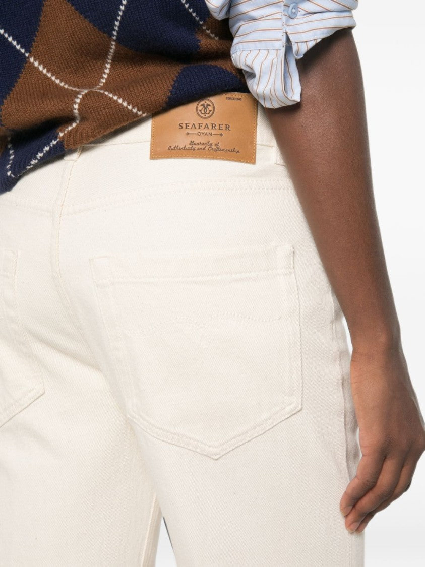 Seafarer Wide-Leg Appliqué 5-Pocket Jeans