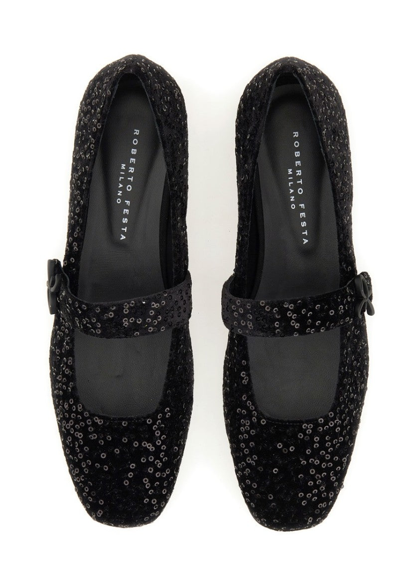 Roberto Festa Ballerina Flats With Rhinestone Detailing
