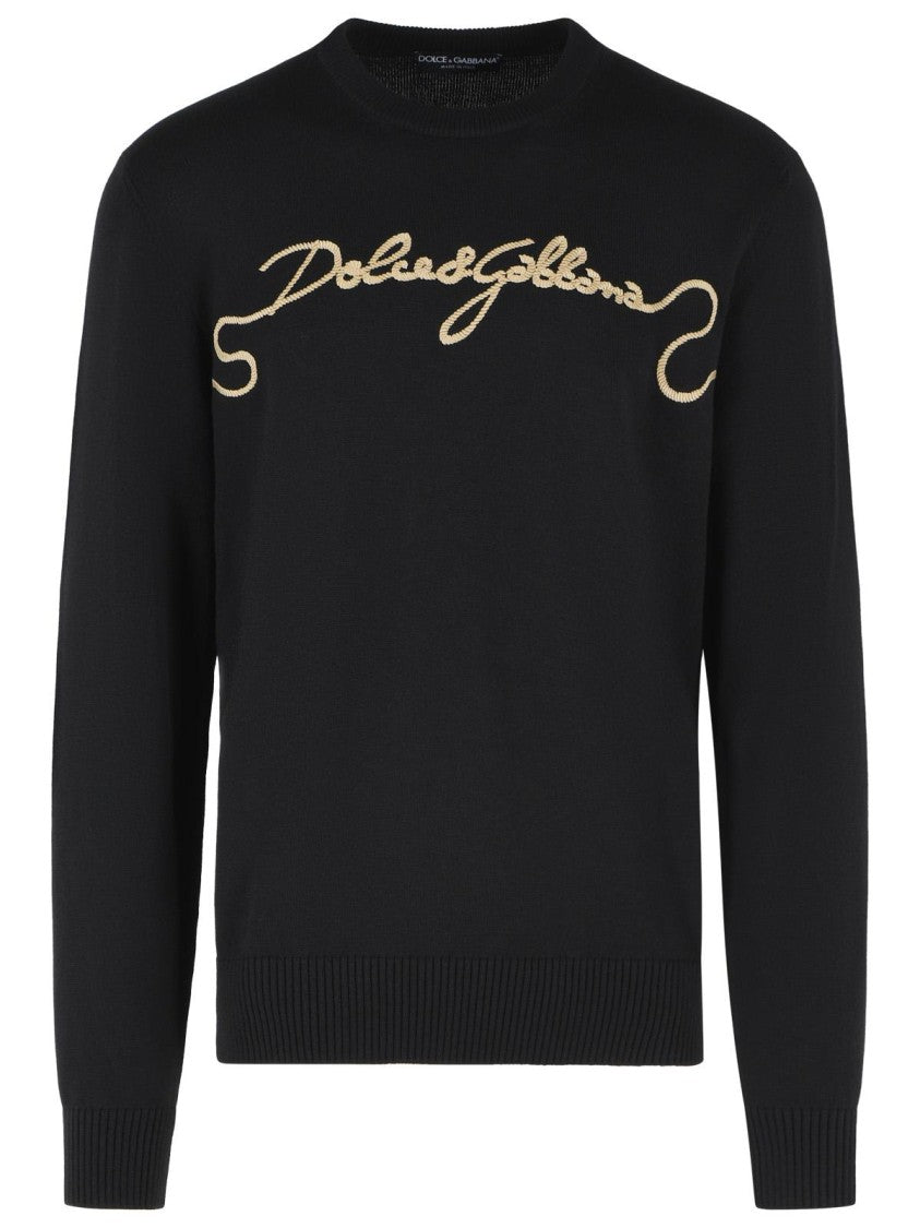 Dolce & Gabbana Classic Black Virgin Wool Sweater With Ribbed Detailing