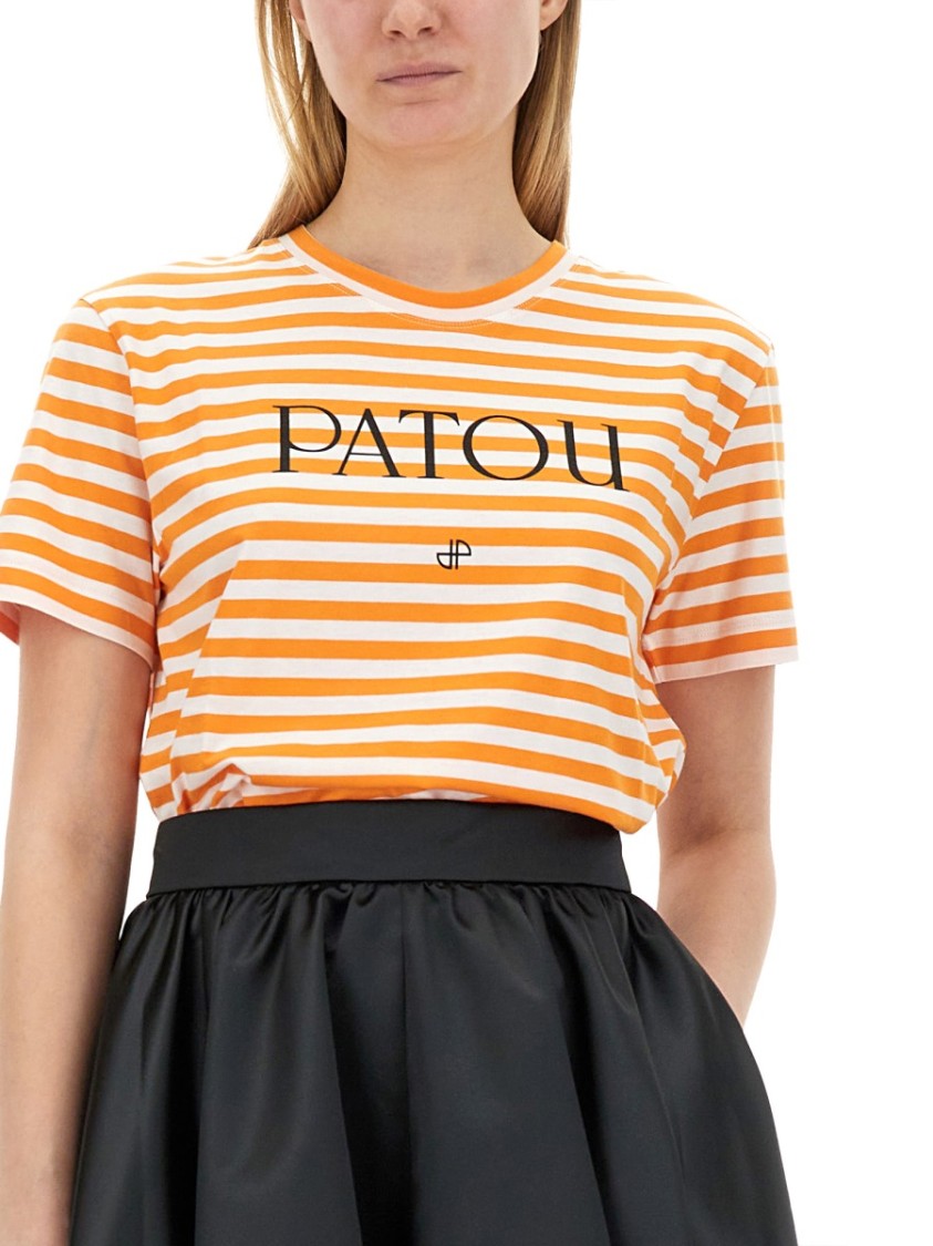 Patou Logo-Emblazoned Cotton T-Shirt With Bold Stripes