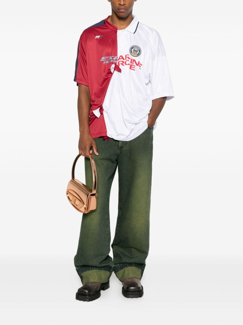 Martine Rose Half-And-Half Oversized T-Shirt With Knot Detailing