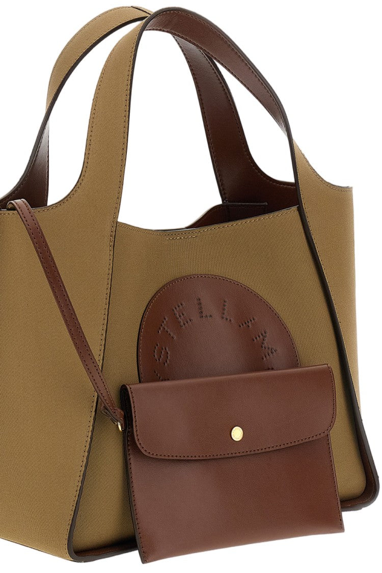 Stella Mccartney Beige Circular Logo Perforated Crossbody Bag