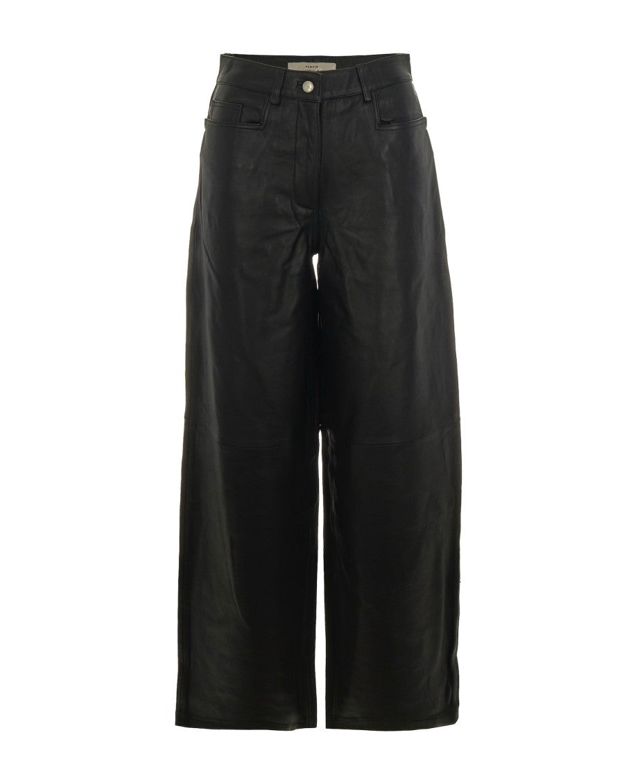 Remain Cocoon Leather Trousers – Black