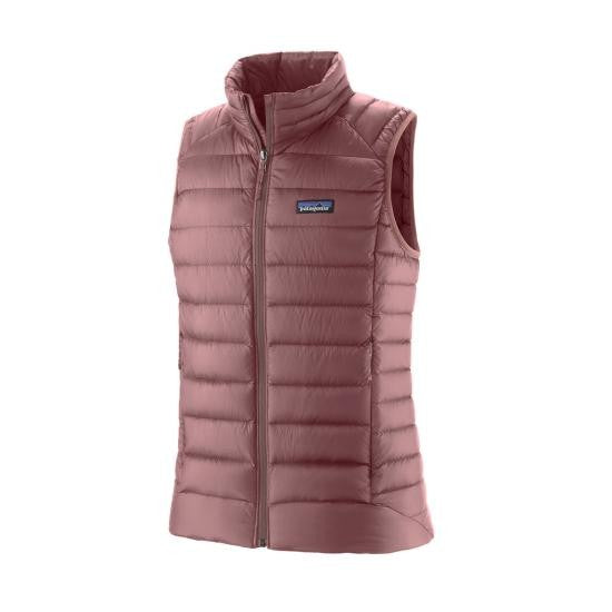 Patagonia Quilted Burgundy Vest With High Collar And Logo Patch