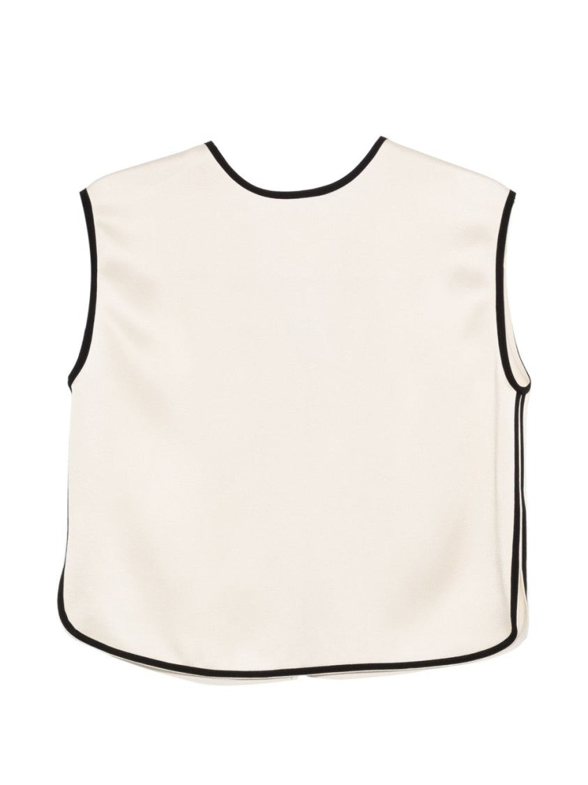 Forte Forte Boxy Cropped Sleeveless Top With Contrasting Piping