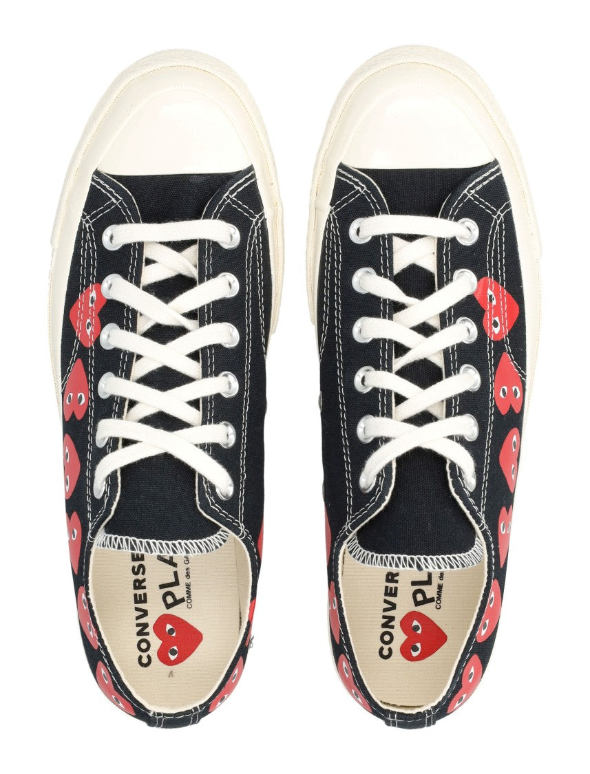 Comme Des Garçons X Converse Low-Top Sneakers With Iconic Heart Print And Rubber Sole