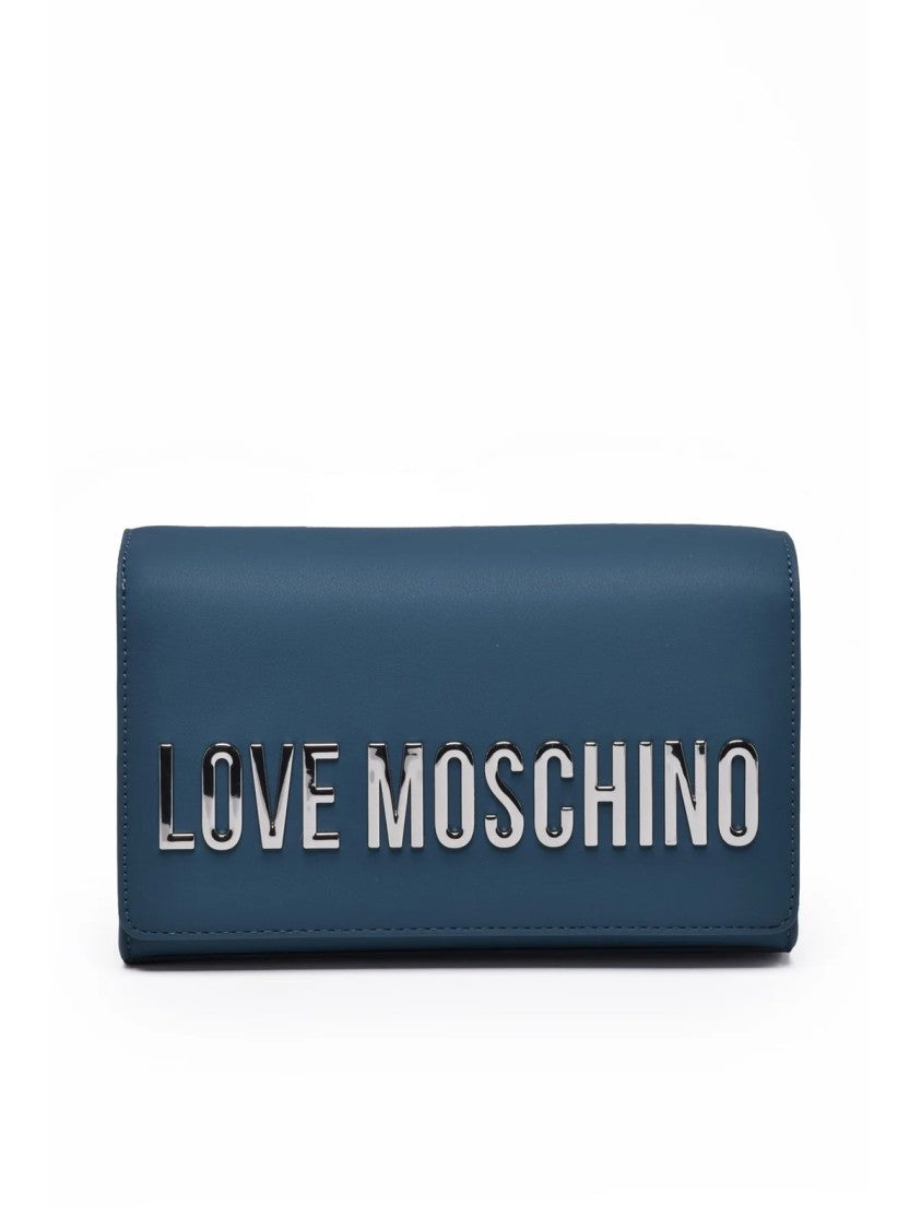 Love Moschino Rectangular Crossbody Bag With Metallic Logo And Chain Strap