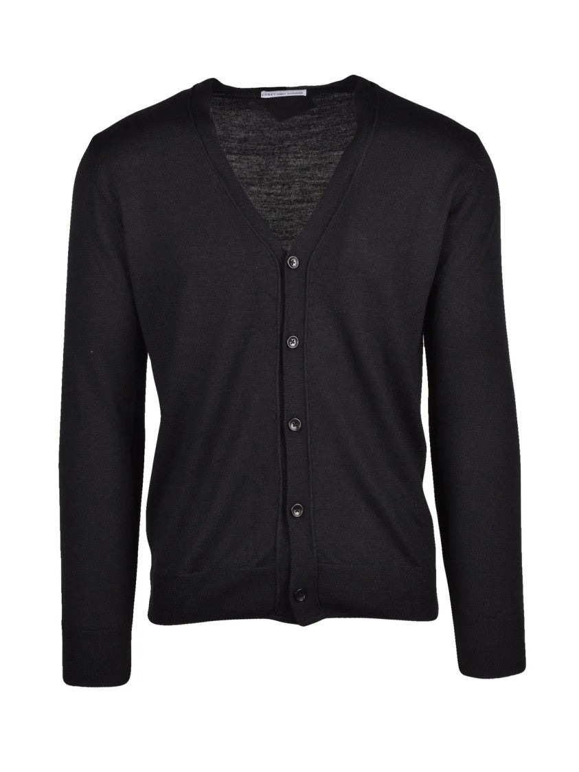 Grey Daniele Alessandrini Charcoal Wool-Blend Cardigan