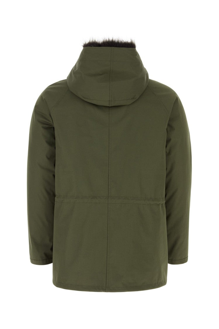 Yves Salomon Green Rabbit-Fur Trim Parka With Hood