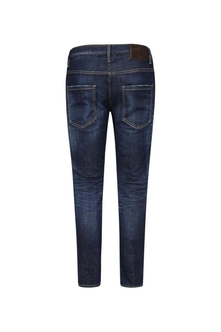 Dsquared2 Blue Cotton-Elastane Dark Rinse Skater Jeans