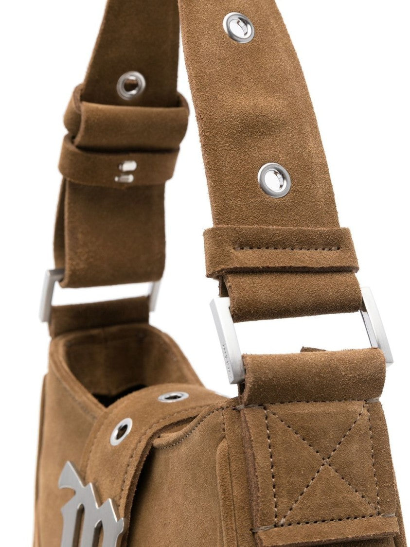 Misbhv Small Brown Suede Handbag With Adjustable Strap