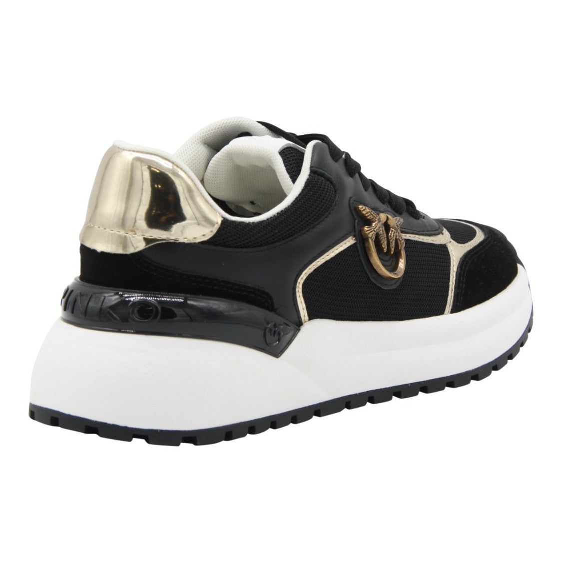 Pinko Sporty Black Sneakers With Gold Accents