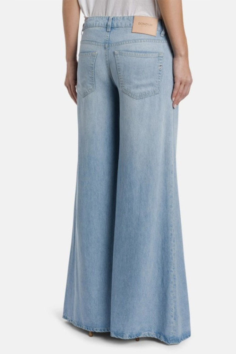 Dondup Blue Wide-Leg Raw Hem Lyocell Jeans