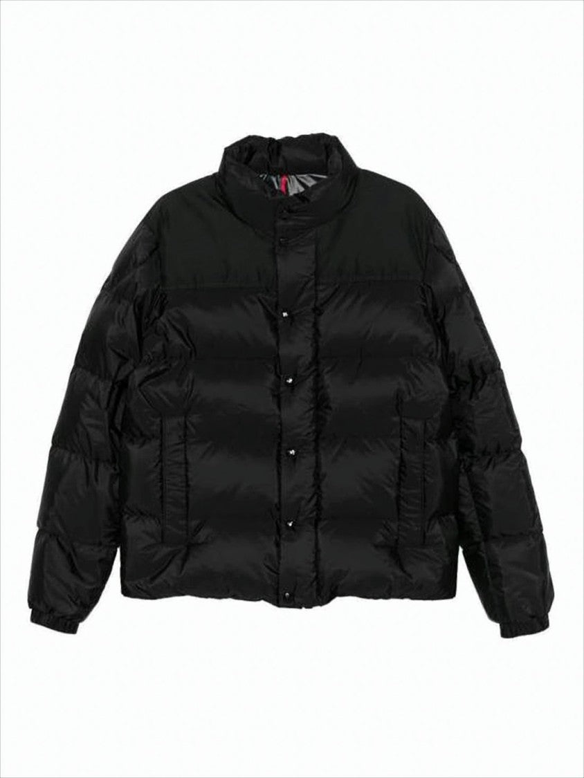 Moncler High Collar Black Puffer Jacket With Quilted Design And Elasticized Cuffs