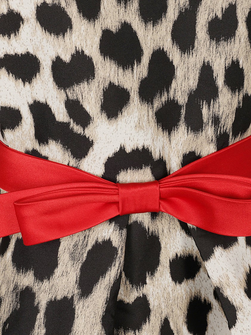 Givenchy Structured Dress With Bold Leopard Print And Satin Belt
