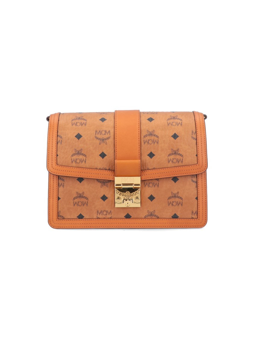 Mcm Brown Tracy Visetos Logo Shoulder Bag