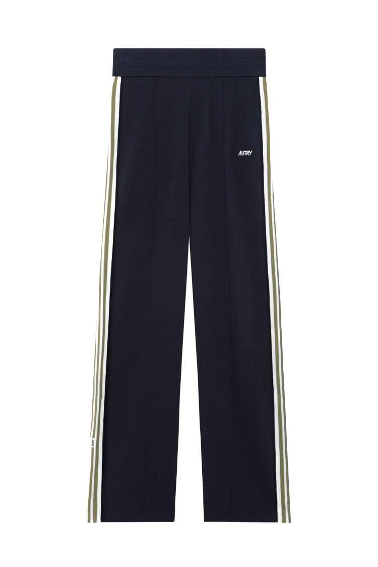 Autry Blue Viscose-Nylon Band Details Sweatpants