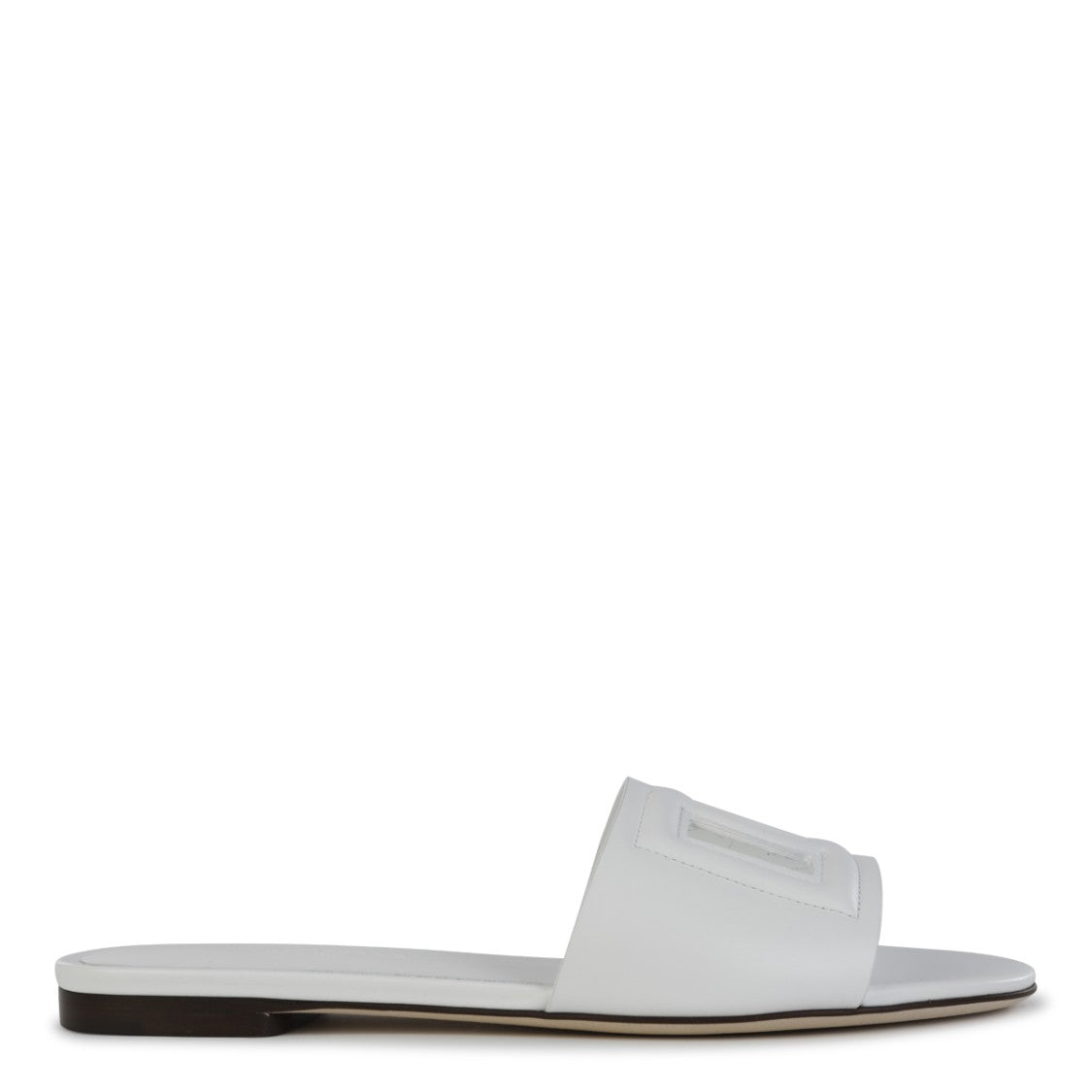 Dolce & Gabbana White Leather Cut-Out Detail Flats